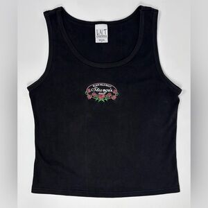 STURGIS 2005 Black Hills Rally Women’s Tank Top with Embroidered Rose Patch Sz M